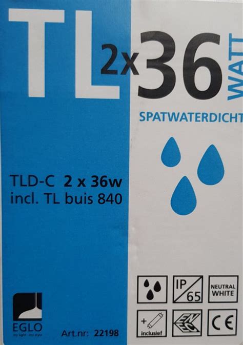 Eglo Tl Armatuur X W Cm Spatwaterdicht Ip Neutral