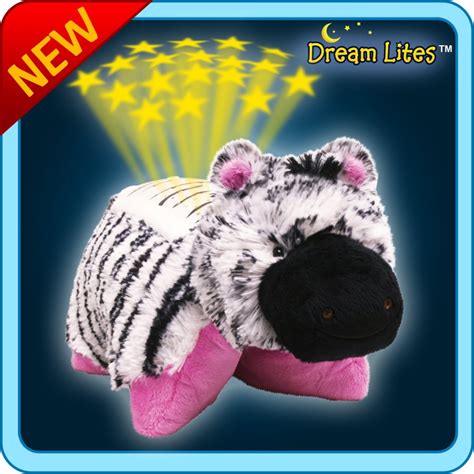 Authentic Pillow Pets Pink and White Zippity Zebra Dream Lites Toy Gift ...