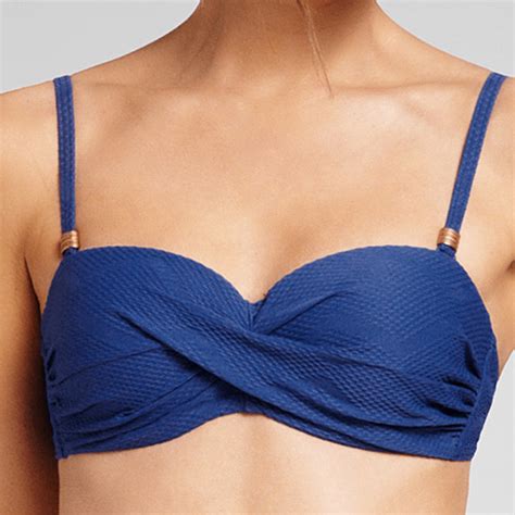 Cyell Texture Bandeau Bikini Oberteil Deep Blue Annadiva