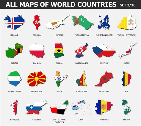 All Maps Of World Countries And Flags Set 2 Of 10 Collection Of