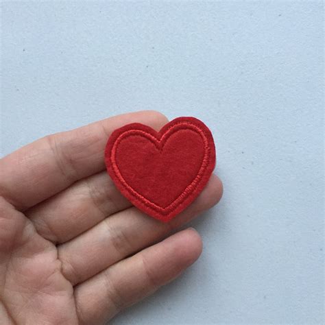 Tiny Red Heart Iron On Patch Red Heart Badge S Girly Etsy