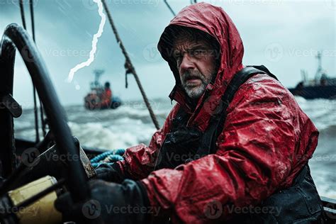 Over shoulder perspective captures determined sailor gripping wheel