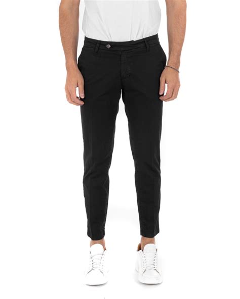 Pantaloni Uomo Cotone Tasca America Abbottonatura Allungata Capri Sart