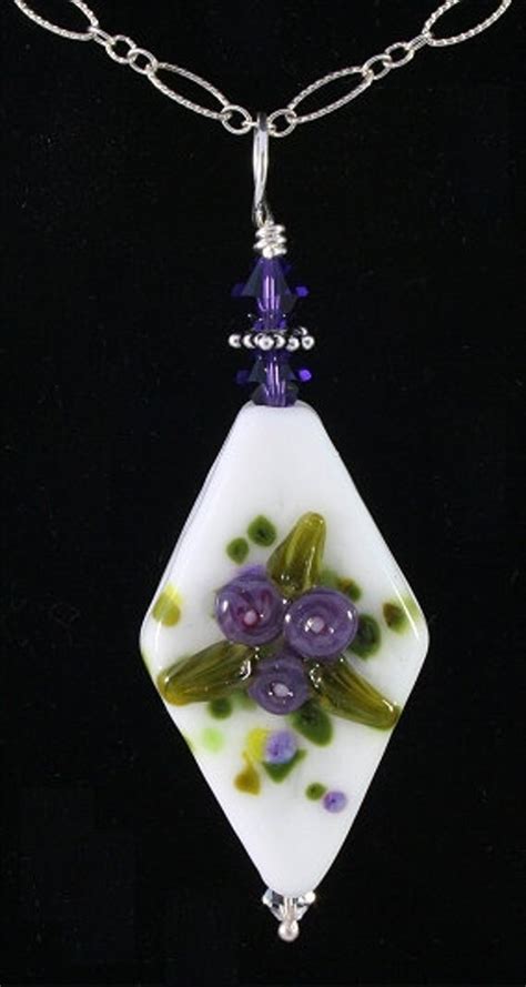 Floral Handmade Glass Lampwork Pendant Srajd By Firesongcreations