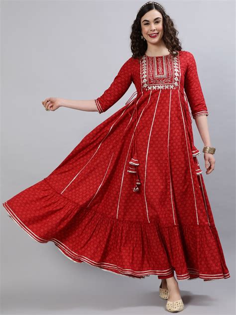 Buy Indie Closet Ethnic Motifs Printed Gotta Patti Anarkali Empire