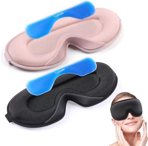 2Pack Sleep Eye Mask With Hot Cold Gel Ice Pack For Dry Eyes Dark