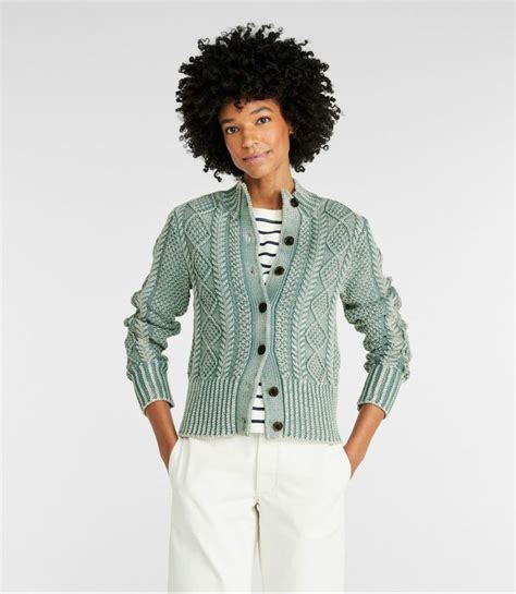 Women S Signature Cotton Fisherman Sweater Short Cardigan Washed At L