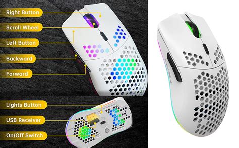 HXSJ T66 RGB 2 4G Wireless Gaming Mouse RGB Lighting Charging Mouse