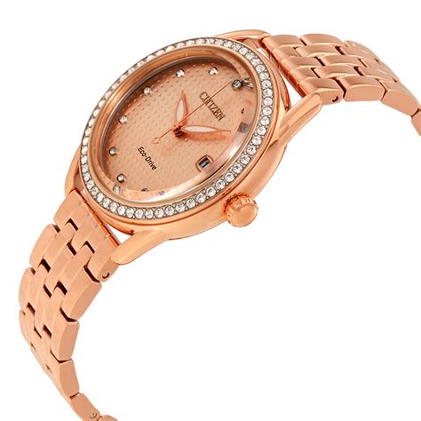 Citizen Ltr Rose Gold Tone Ladies Crystal Watch Fe6113 57x Citizen