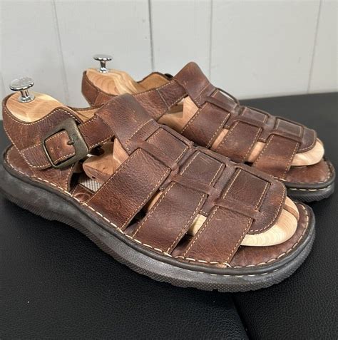 Born Brown Leather Fisherman Sandals Men 12 Adjustable Strap Ebay