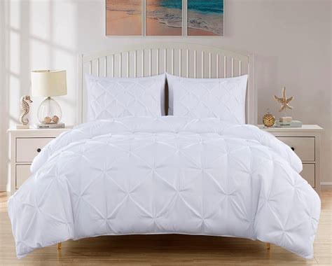 Chezmoi Collection Berlin King Comforter Set 3 Piece White Pinch Pleat Lightweight All