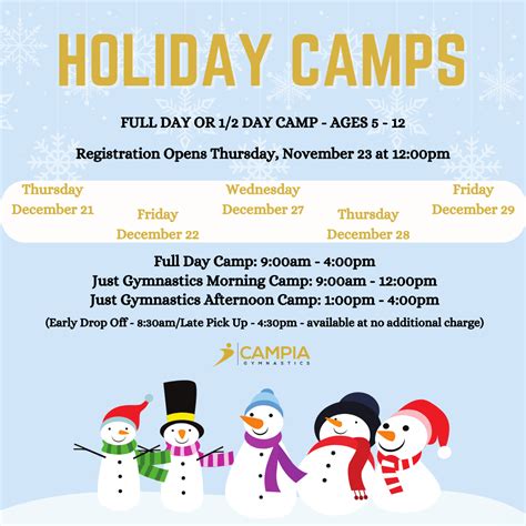 Holiday Camp Campia Gymnastics Club Inc