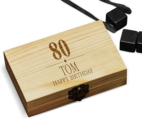 Buy Personalised 80th Birthday Whisky Stones In Engraved T Box