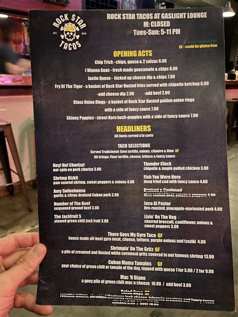 Menu At Rock Star Tacos Restaurant St Louis