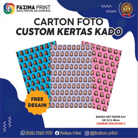 Jual CETAK KERTAS KADO CUSTOM WRAPPING PAPPER CUSTOM Punya Desain