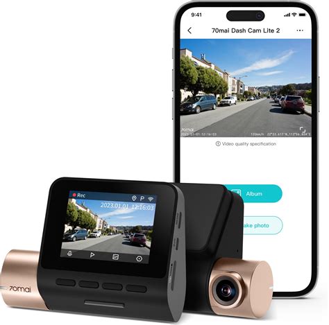70mai Dash Cam Lite 2, 1080P Full HD Smart Dash Camera for Cars with ...