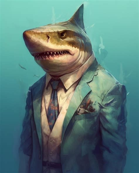 Premium Ai Image There Is A Shark In A Suit And Tie With A Sharks