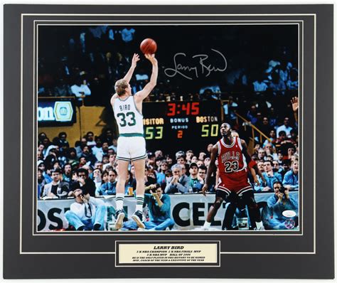 Larry Bird Signed Celtics Custom Matted Photo Display Jsa Pristine