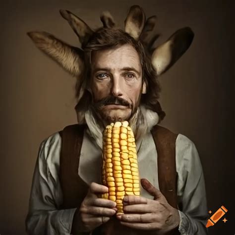 Victorian Man With Donkey Ears Holding Corn On Craiyon