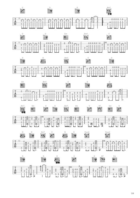 火花吉他谱 指弹谱 C调 虫虫吉他