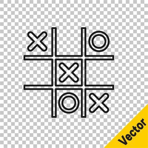 Black Line Tic Tac Toe Game Icon Isolated On Transparent Background