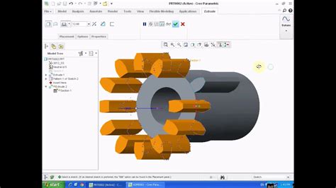 Creating Pattern About An Axis In Creo Parametric Youtube