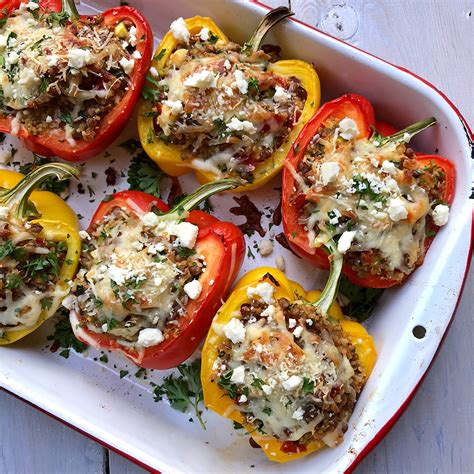 Vegetarian Quinoa And Lentil Stuffed Peppers