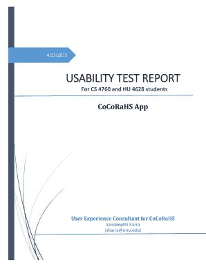 Fillable Online Csl Mtu Usability Test Report For Cs And Hu