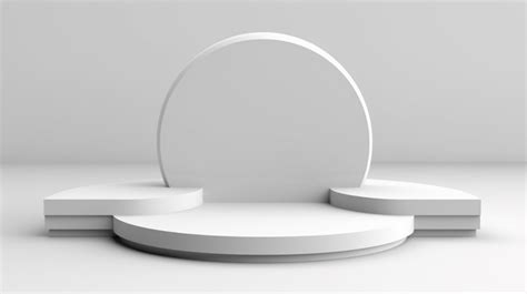 D Render Of A White Round Stage Podium Display For An Award Ceremony