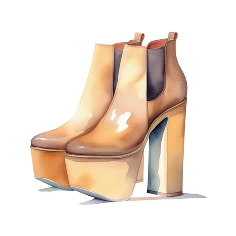 Premium Vector Watercolor Fashion Platform Heels Shoes Illustration