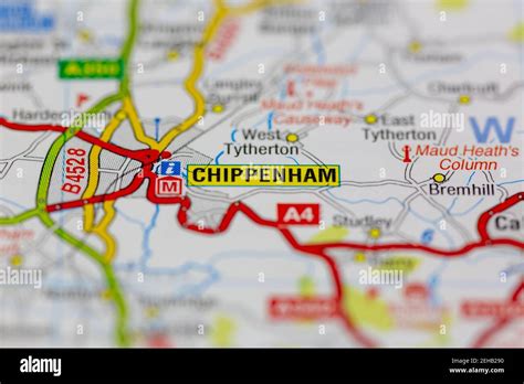 chippenham  surrounding areas shown   road map  geography map stock photo alamy