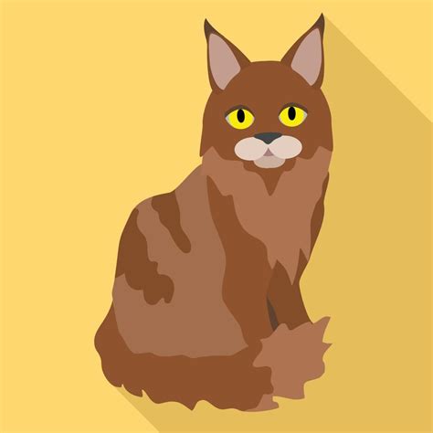 Maine Coon Cat Icon Flat Style Vector Art At Vecteezy