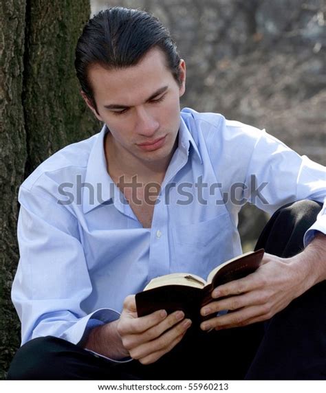 Man Reading Bible Photographed Central Park Stock Photo 55960213