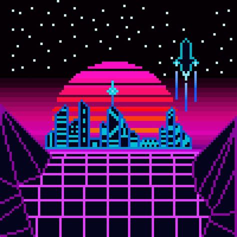 A retro landscape I drew : r/PixelArt