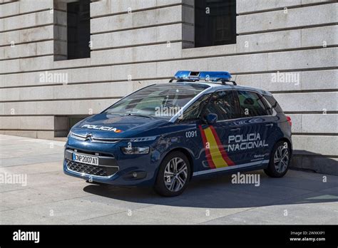 Madrid, Spain - June 05 2018: A police car from the national police ...