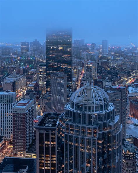 Boston Skyline On A Foggy Morning Oc 3000x2400 Boston Photography