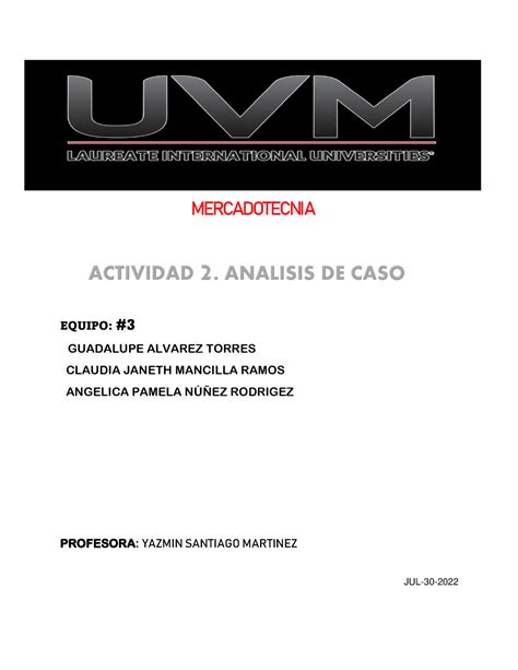 A2 Gatequipo 3 Administración Contemporánea Actividades Mercadotecnia Equipo Guadalupe