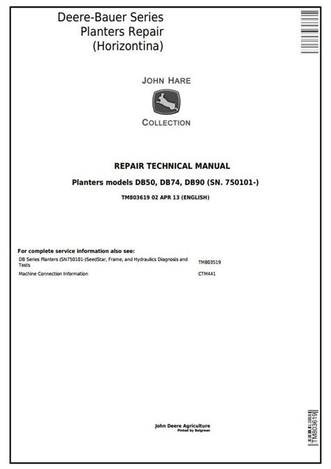 John Deere Db50 Db74 Db90 Planters Service Repair Technical Manual