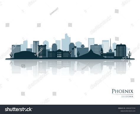 Phoenix Skyline Silhouette Reflection Landscape Phoenix Stock Vector ...