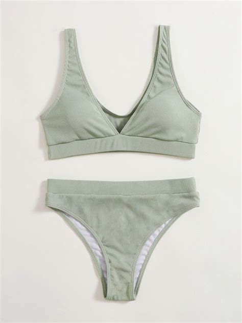 Is That The New Solid Rib Bikini Swimsuit Romwe Usa