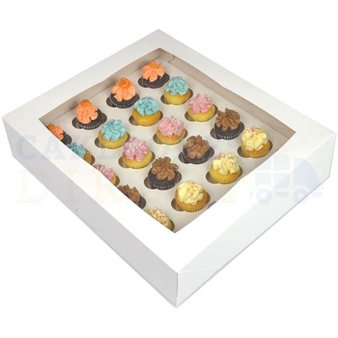 Premium 24 Mini White Ex Deep Cupcake Window Box With 3 5cm Divider