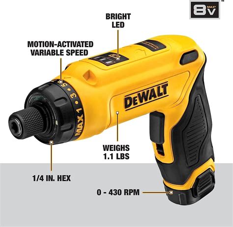 Dewalt 8v Max Cordless Screwdriver Kit Gyroscopic 2 Batteries