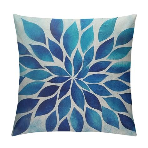 Gotuvs Spring Teal Dahlia Pillow Covers Navy Blue Teal Floral Couch