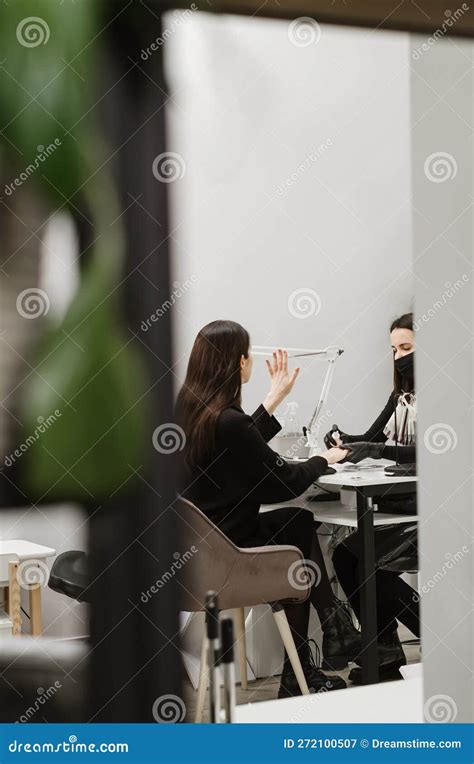 Nail Service Happy Girl Getting Her Nails Done At The Salon Stock