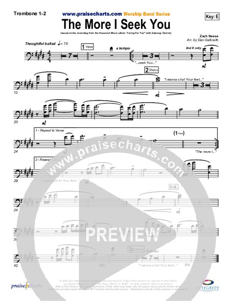 The More I Seek You Trombone Sheet Music Pdf Gateway Worship Kari