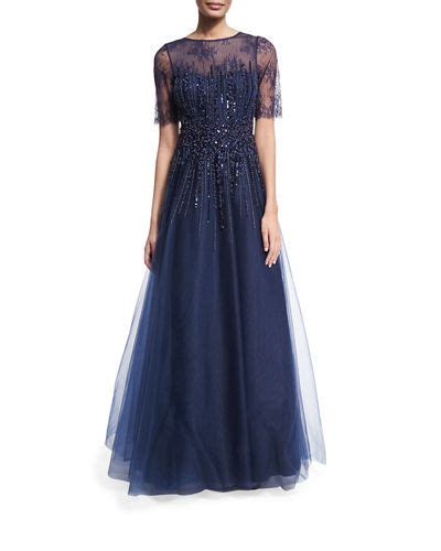 Rickie Freeman For Teri Jon Beaded Lace And Tulle Gown Lace Evening