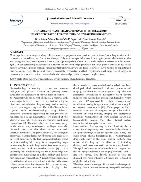 (PDF) FORMULATION AND CHARACTERIZATION OF POLYMERIC NANOPARTICLES FOR EFFECTIVE TUMOR TARGETING ...