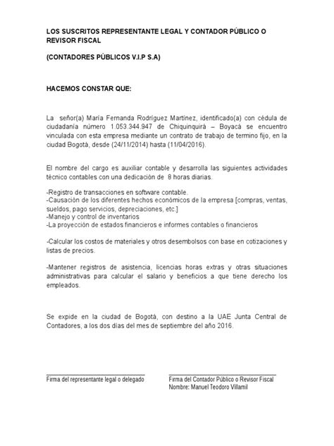 Los Suscritos Representante Legal Y Contador Público O Revisor Fiscal Pdf Derecho Laboral