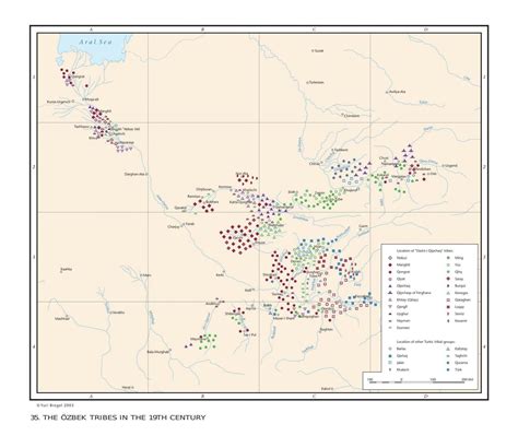 Interesting 19th Century Map Of Uzbek Tribes Across Central Asia And