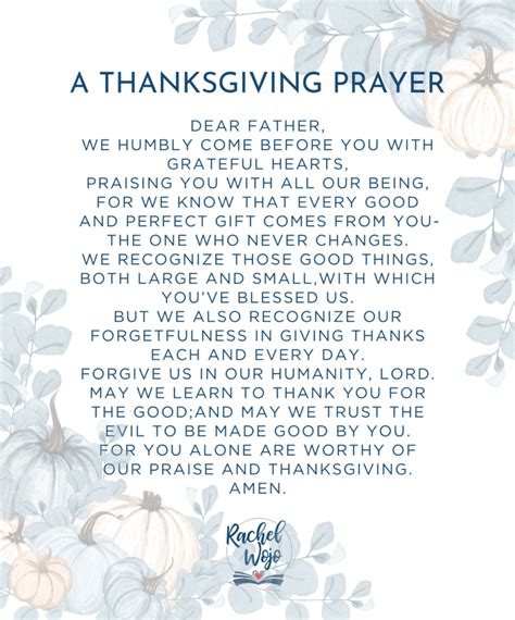 A Prayer of Thanksgiving - Rachel Wojo